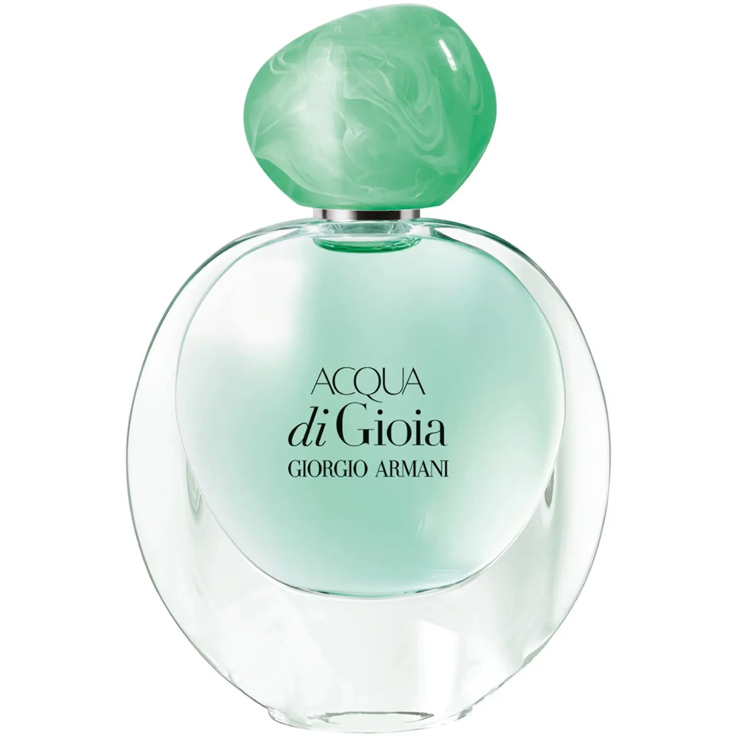 Giorgio Armani Acqua di Gioia Eau de Parfum 50 ml framifrån i rund ljusgrön flaska med grön kork